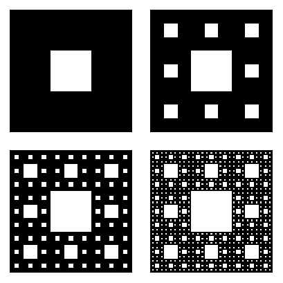 four iterations toward Sierpinski carpet