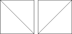 two square triangulations: SW-to-NE and NW-to-SE