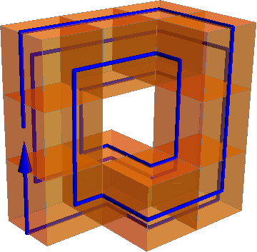 single-sided figure made of 10 cubes