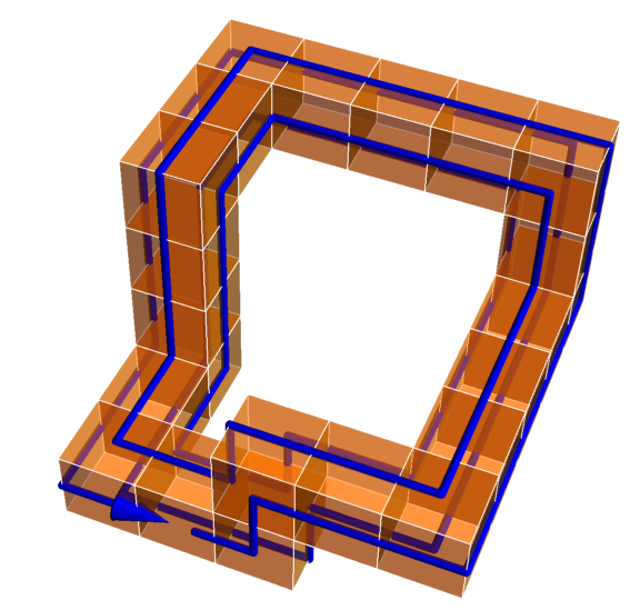 single-sided figure made of 22 cubes