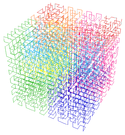 3-D Hilbert curve, line version