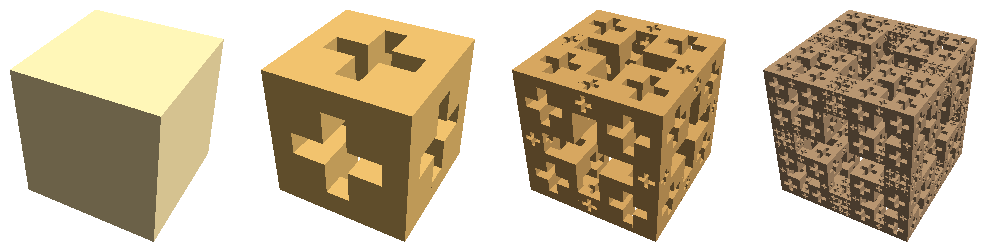 Jerusalem cube iterations 0 through 3