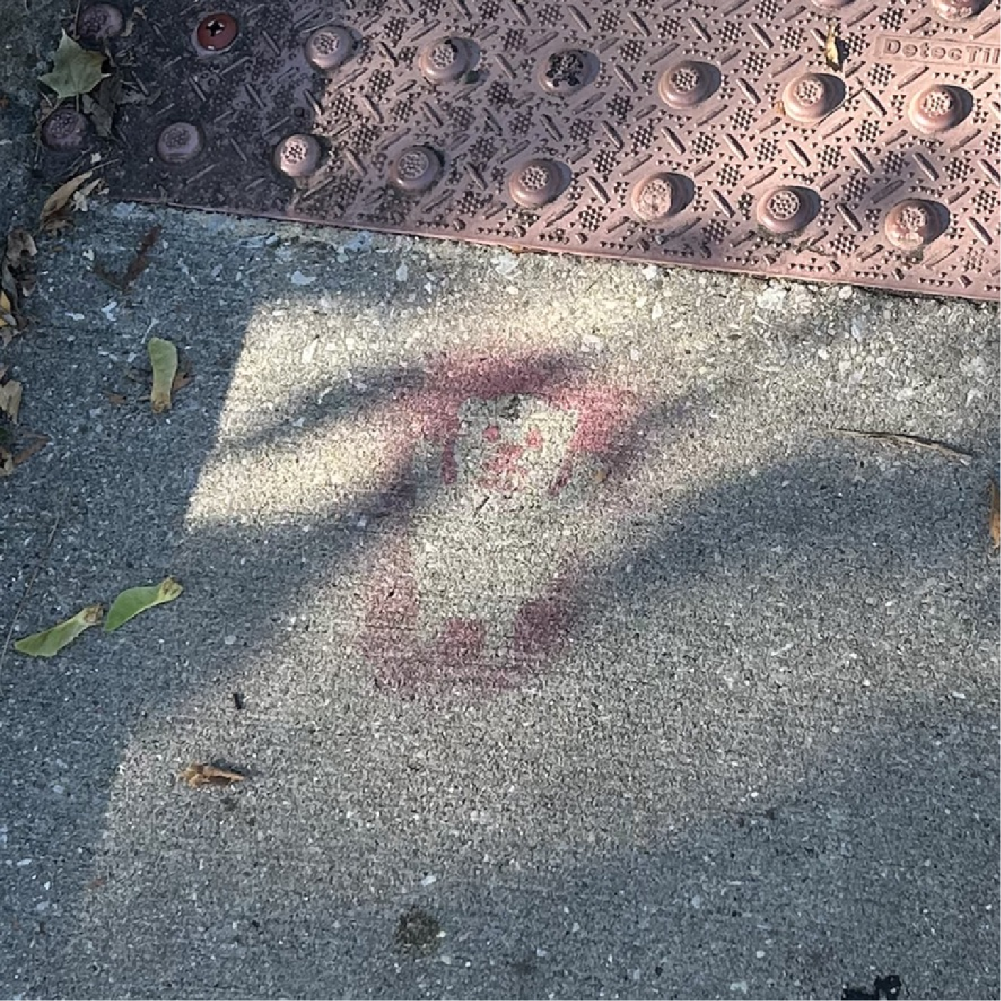 Example faded old red sidewalk bear